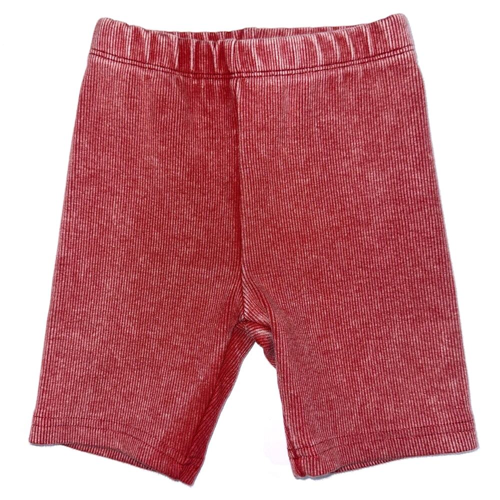 Made By Molly Girls Red Vintage Wash Ribbed Stretch Shorts Size 5T